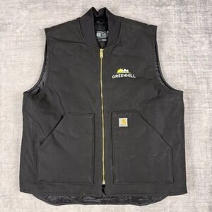 Carhartt Vest Mens Large Black Canvas Arctic Quilt Lined Relaxed Fit Work